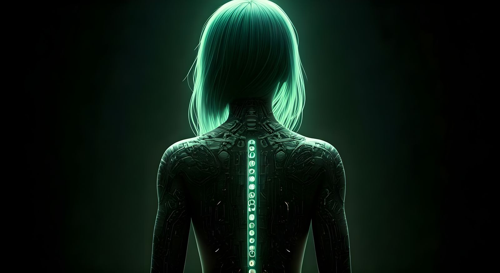 Neon Cyberpunk Woman with Electronic Tattoo