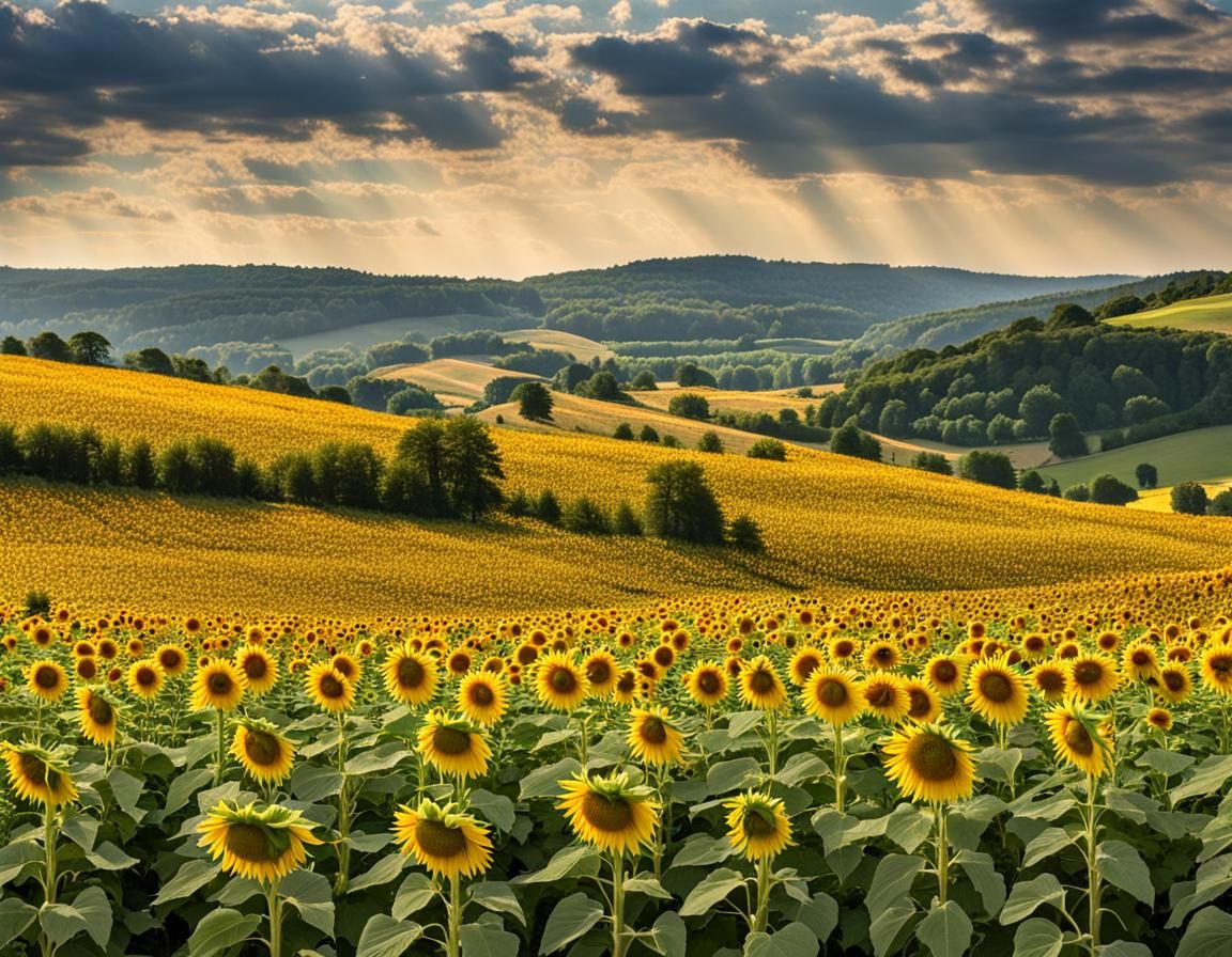 Sunflower Field Near Brousse-le-Chateau, France