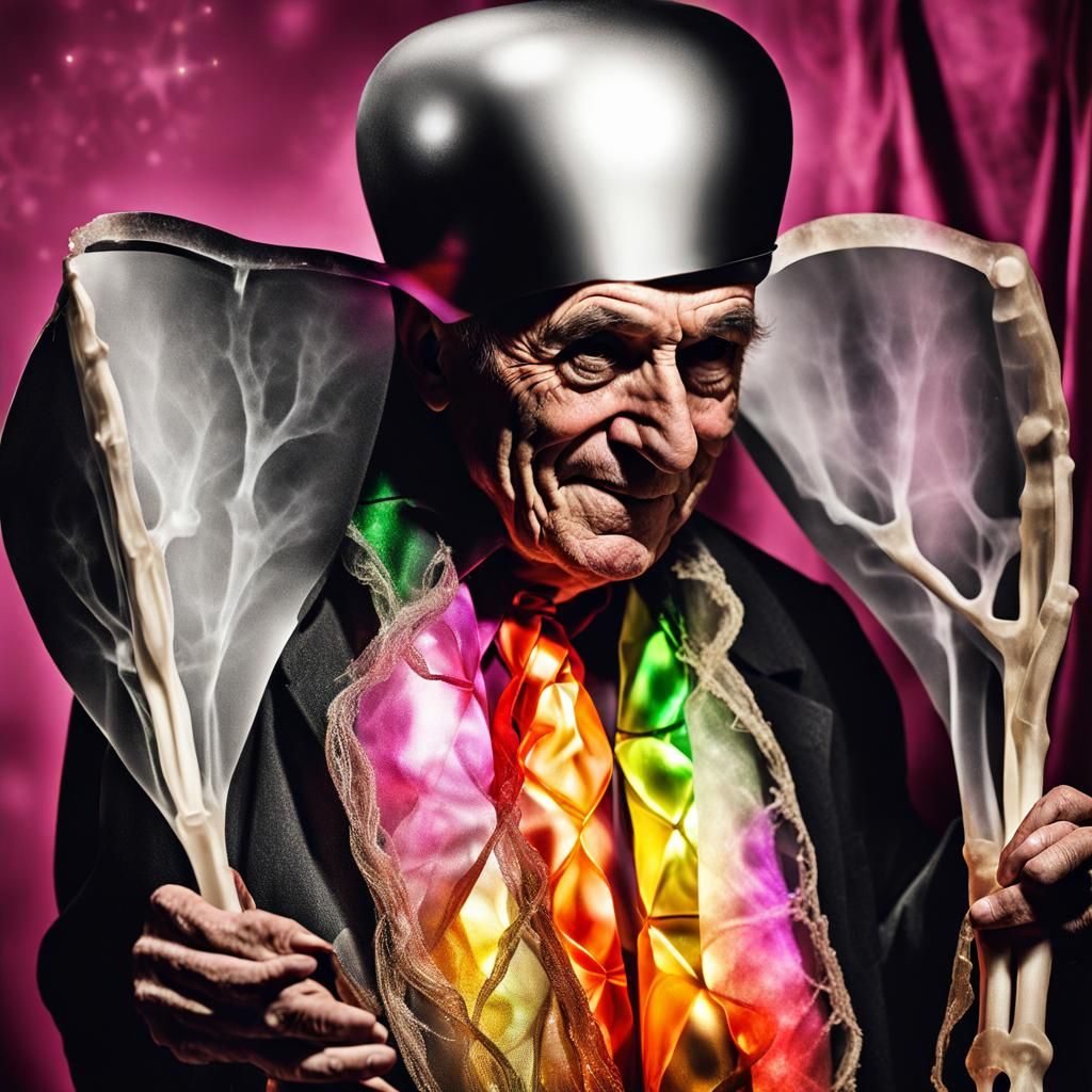 Surreal Portrait of Man Drinking Champagne