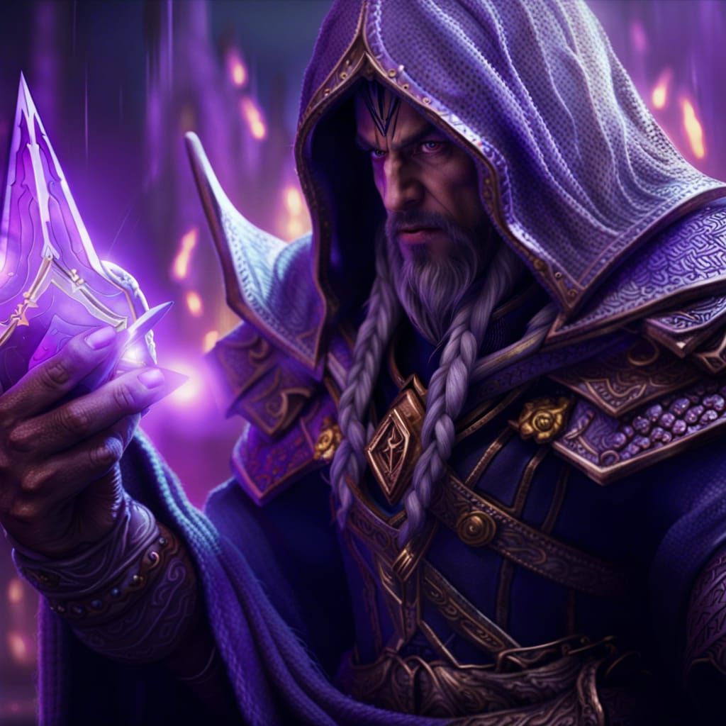 Human Mage with Arcane Power in Fantasy Art
