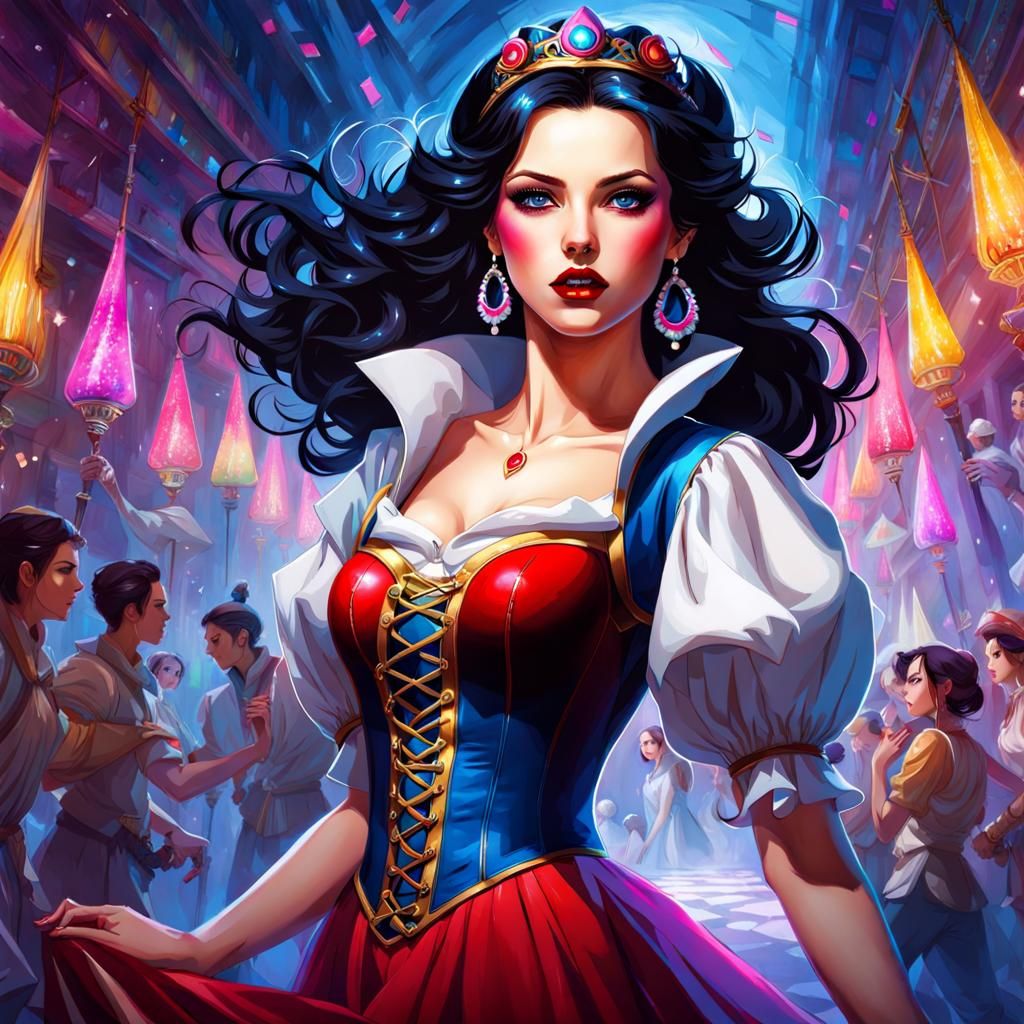 Snow White in a Techno Club, Splash Art Style