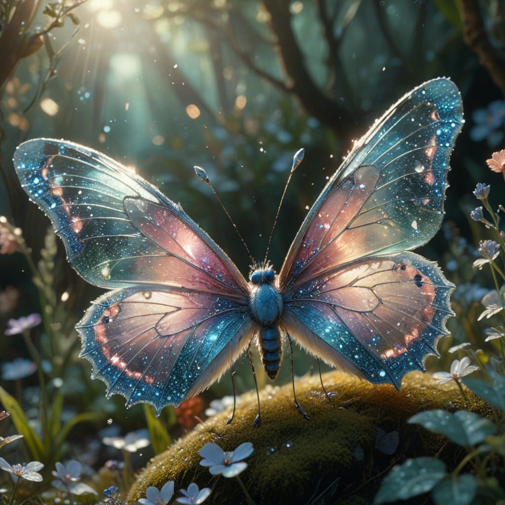 Crystal Butterfly on Fox Nose in Enchanted Garden