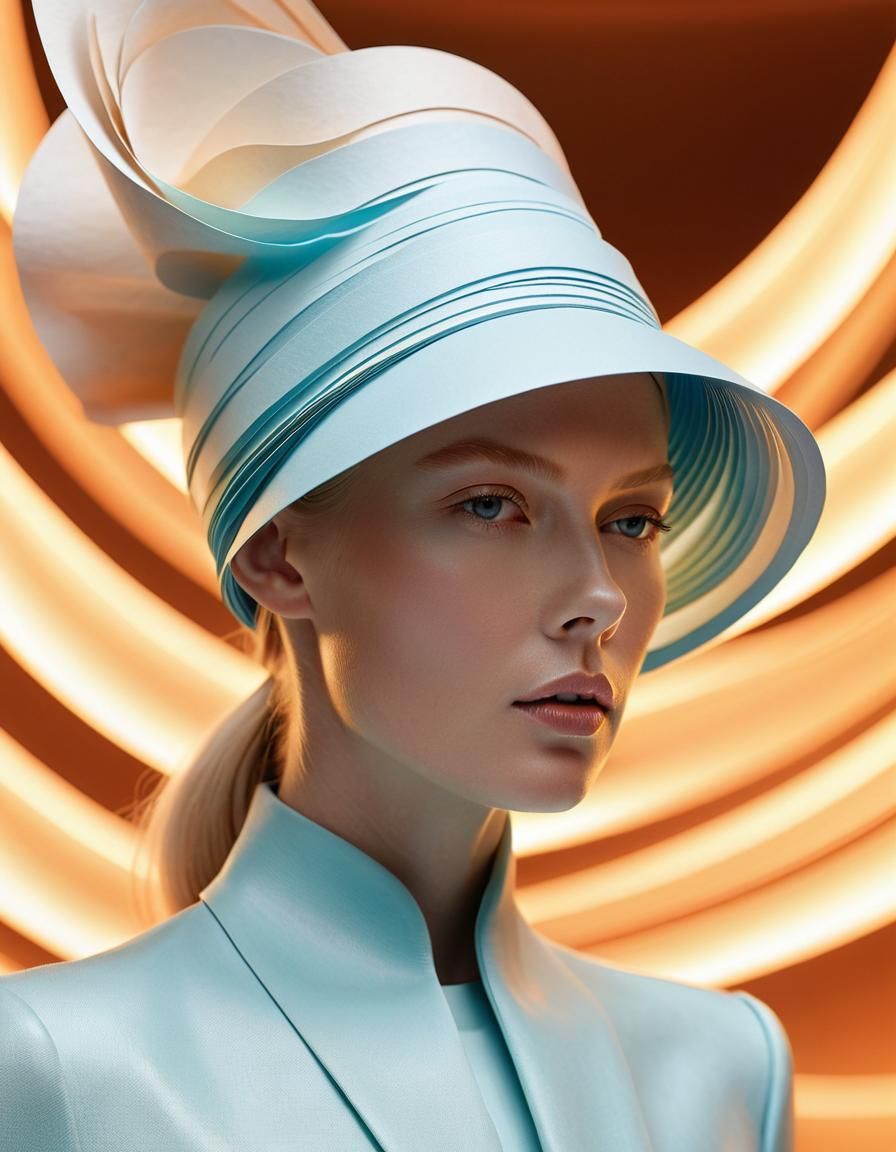 Model in Paper Hat: Finnish Expressionism Digital Art