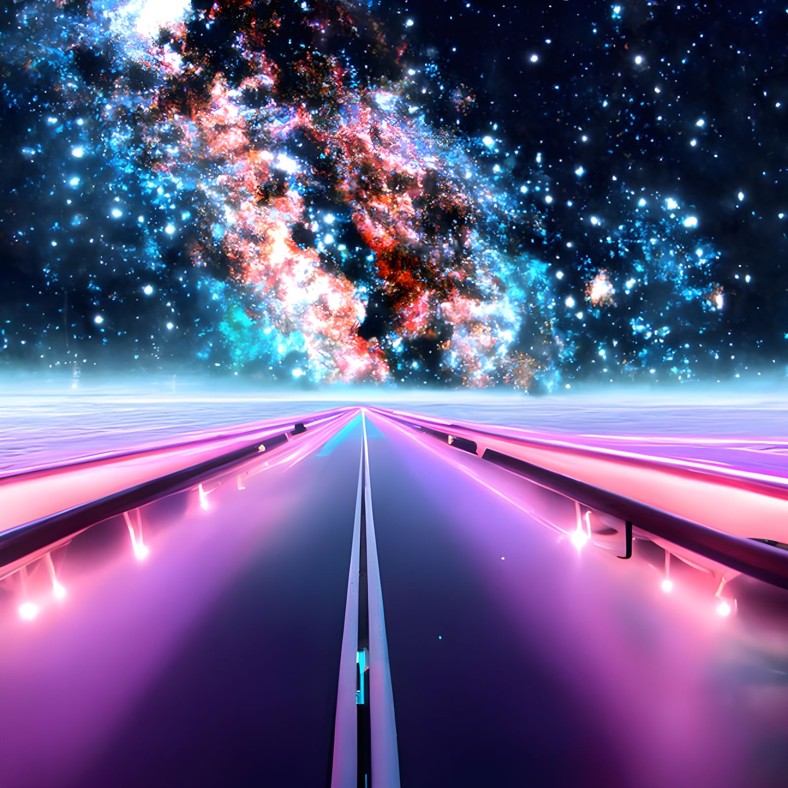Synthwave Cosmic Highway to Tranquil Dimension