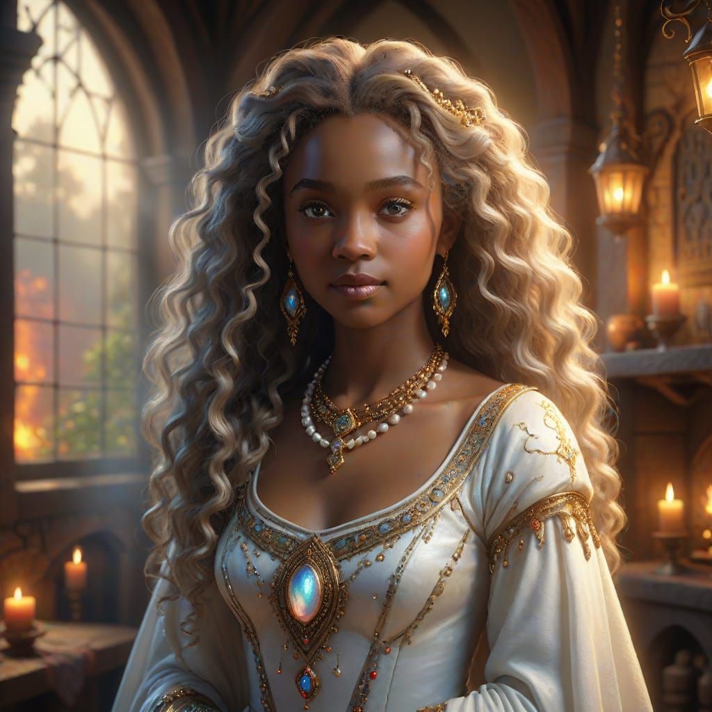 Ethereal Fantasy Lady in Tudor Home