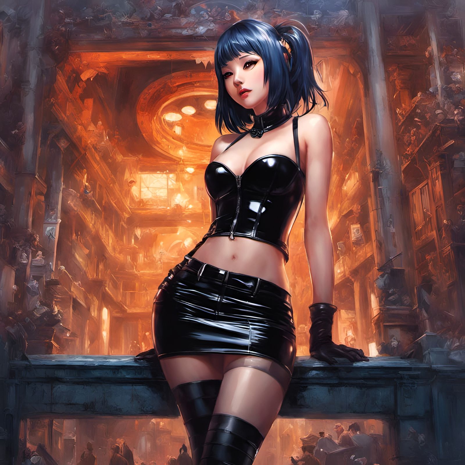 Flirty Hinata Latex Portrait in Hyperdetailed Digital Art