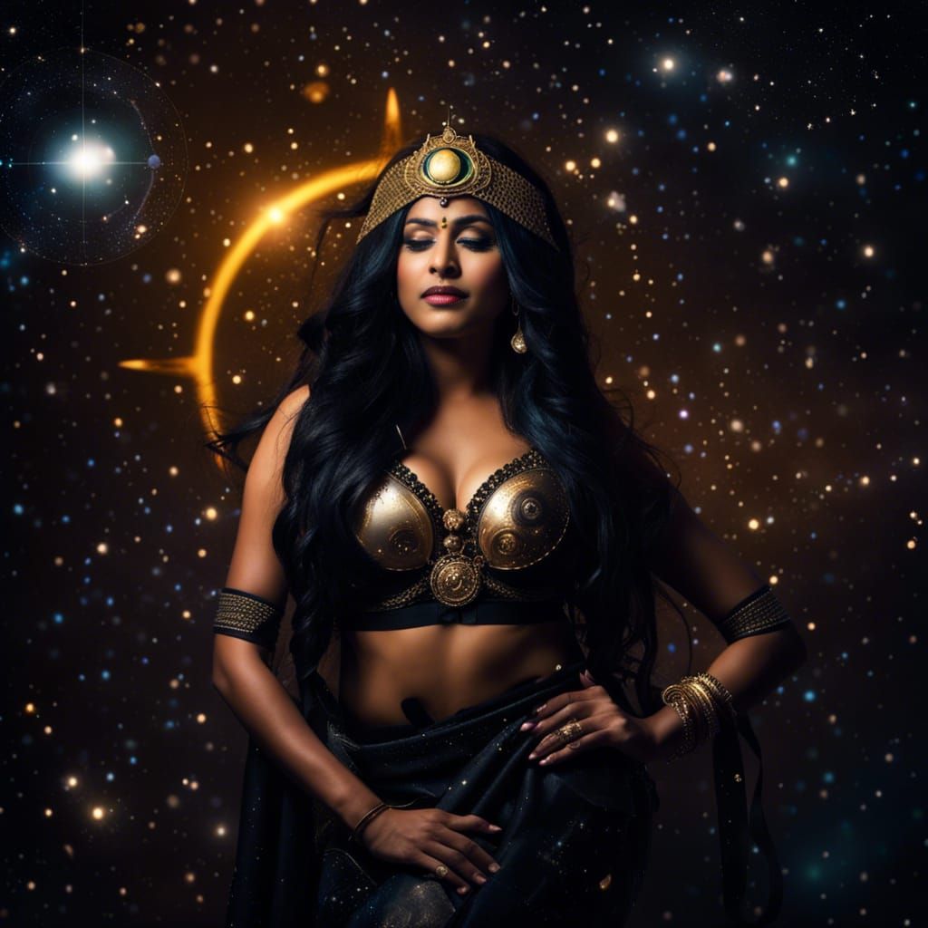 Indian Goddess of the Sky in Space