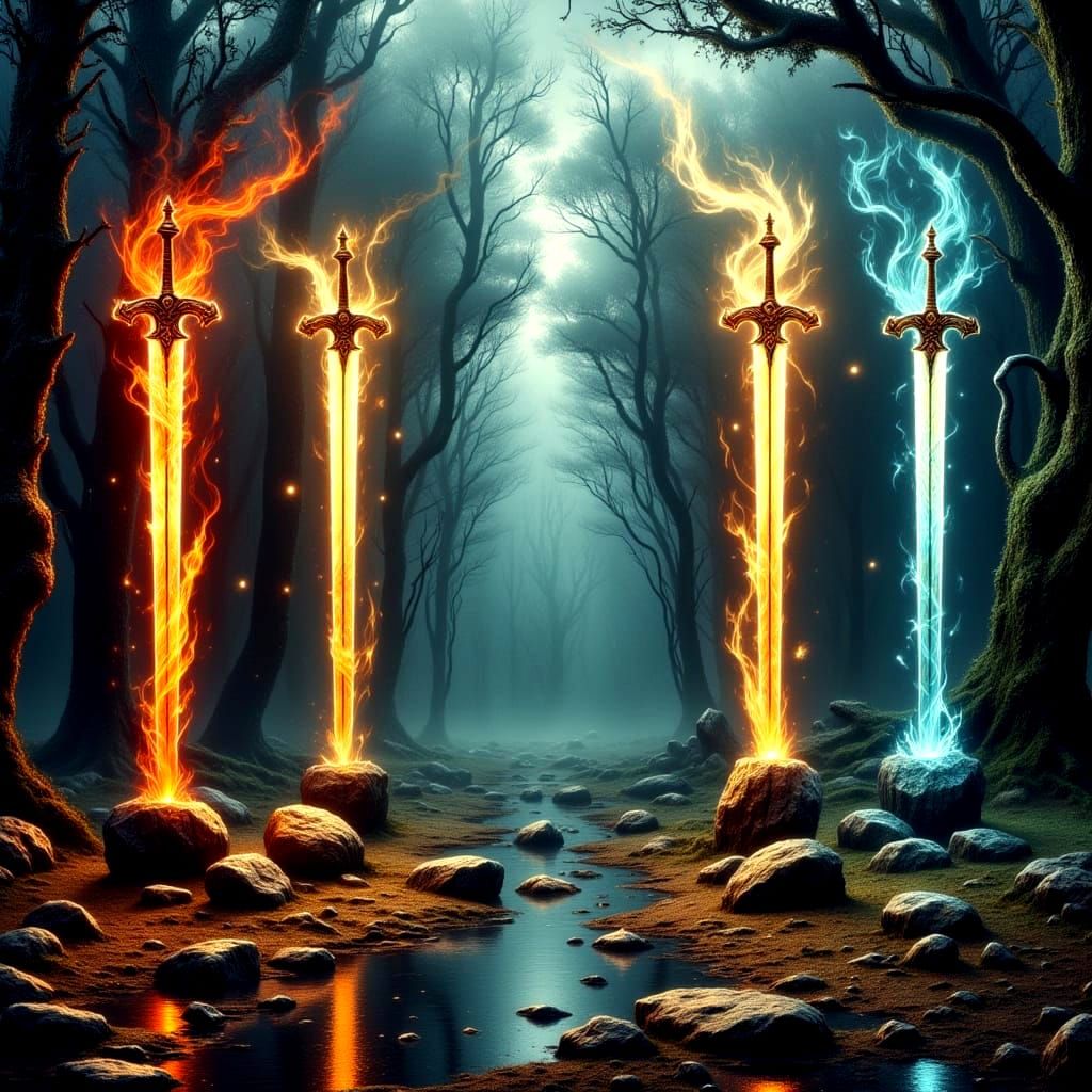 Epic Elemental Swords of Ancient Forests