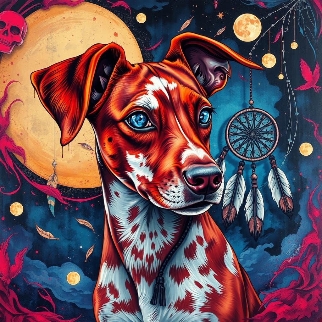 Surreal Catahoula Cur Seahorse in Vibrant Red Merle, with Cr...