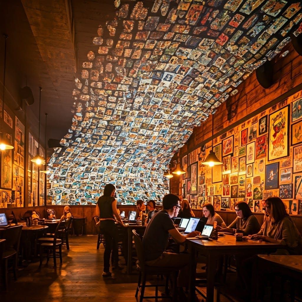 Golden Dreamscape Cafe: A Kaleidoscope of Artistic Expressio...