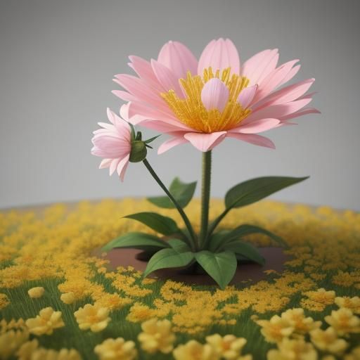 Golden Flower in Anime-Inspired 3D Art