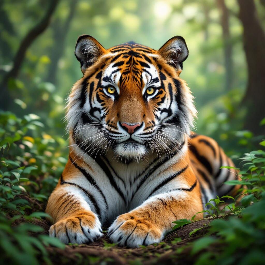 Majestic Tiger in Beautiful Forest Landscape