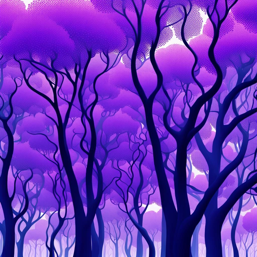 Surreal Violet Forest in Vibrant Digital Art
