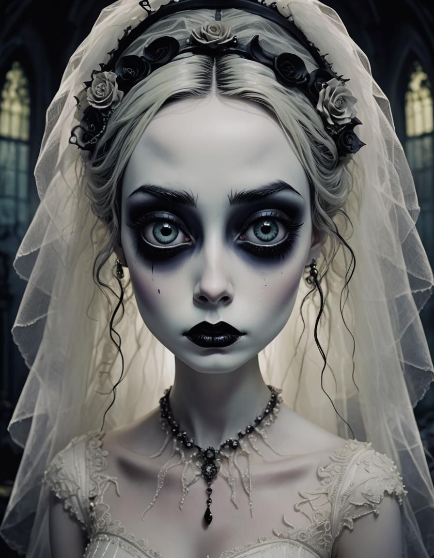 Gothic Bride with Dramatic Lighting