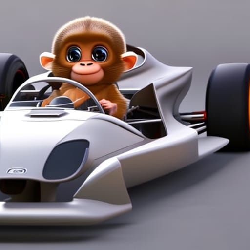 monkey driving a formula one race car