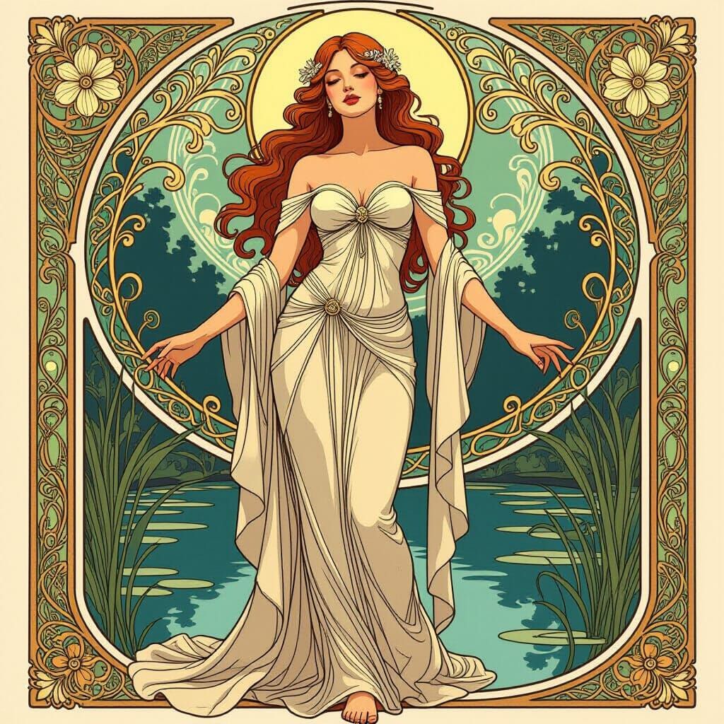 Elegant Female Figure in Art Nouveau Style