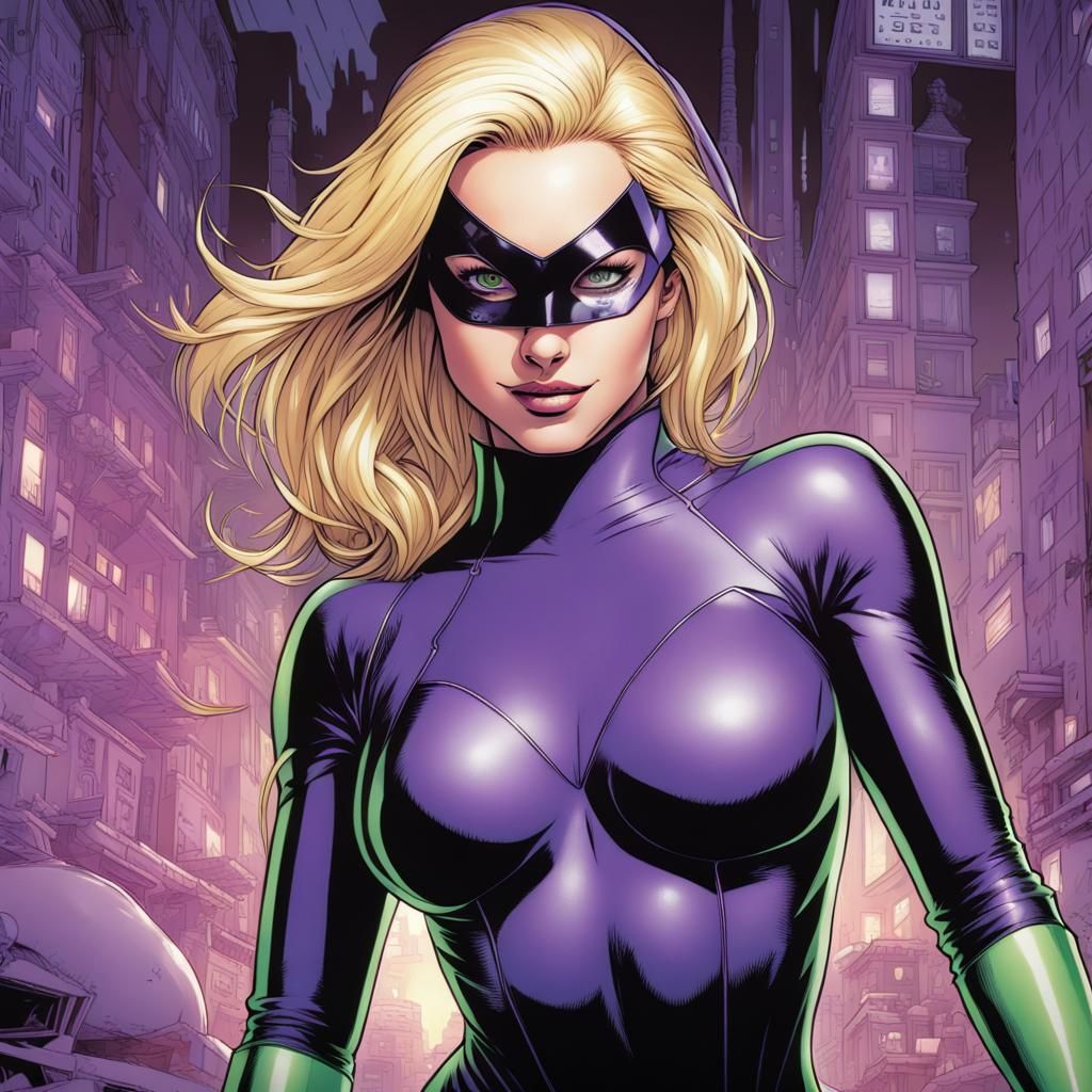 Blonde Supervillain in Comic Book Art Style