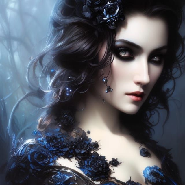 Gothic Enchantress Portrait in Dark Art Style