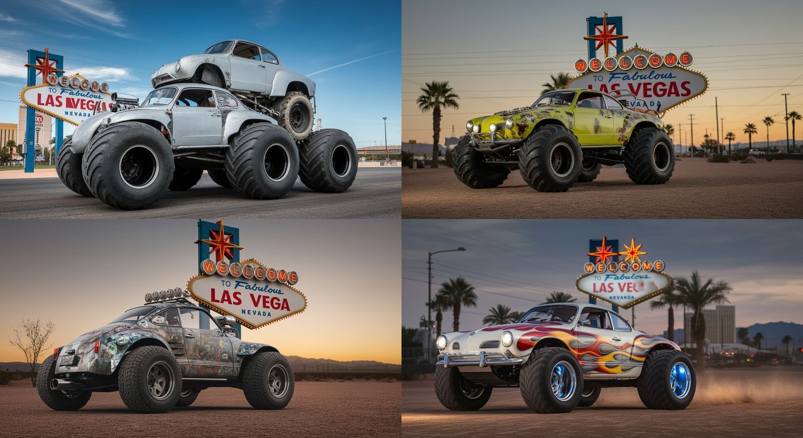 Karmann Ghia Monster Truck Under Las Vegas Sign