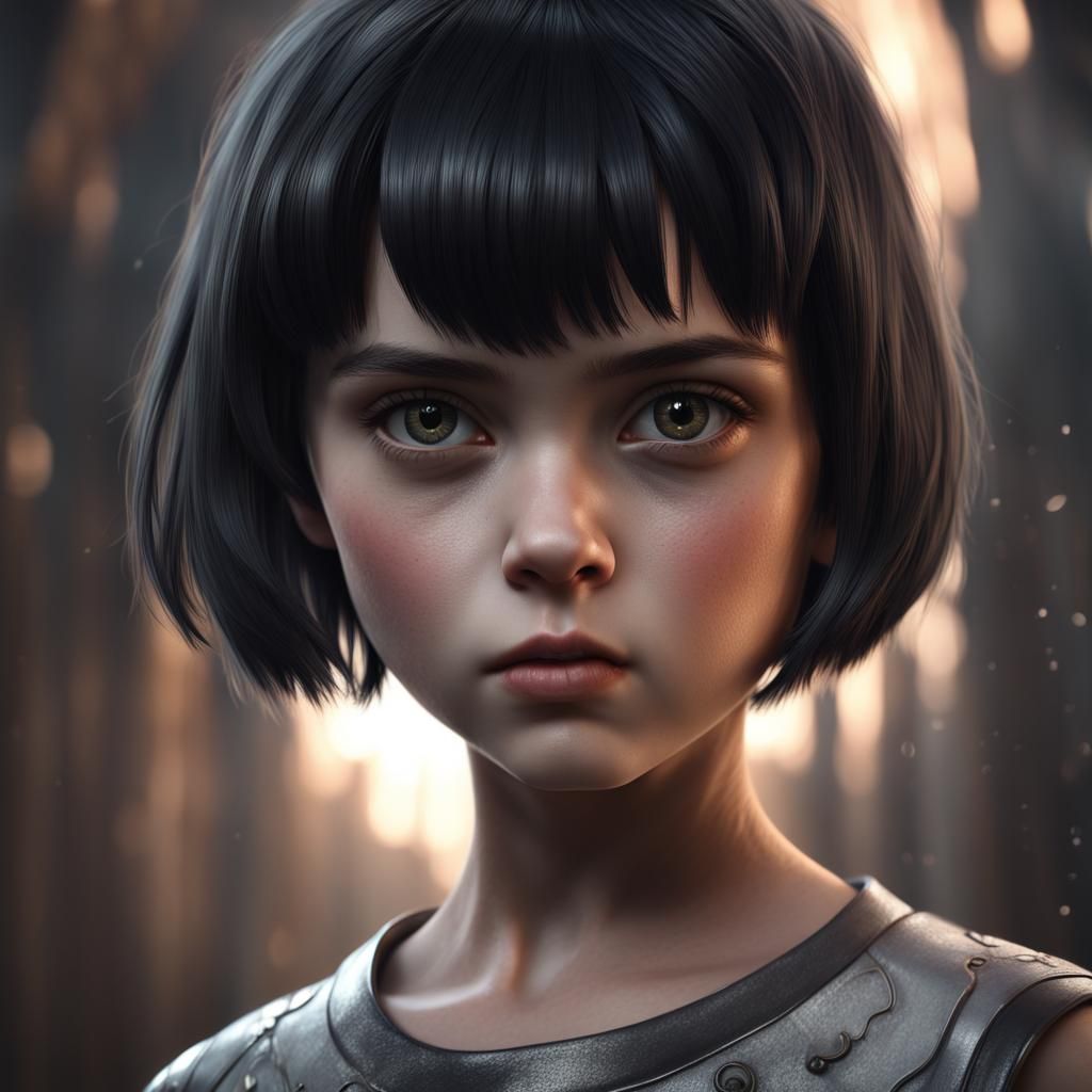 Angry Girl Portrait in Detailed Matte Painting Style