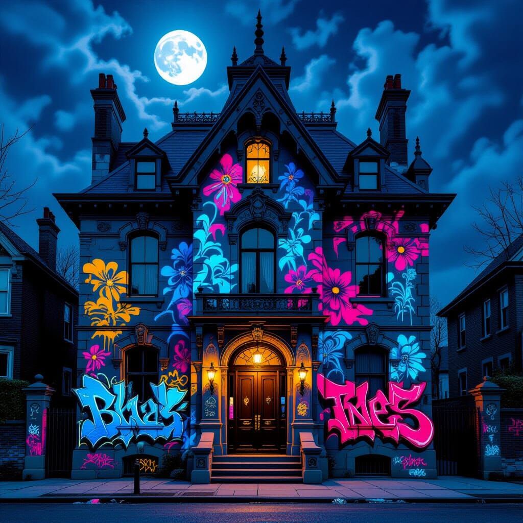 Victorian Mansion Meets Urban Art in Dark Fantasy Style