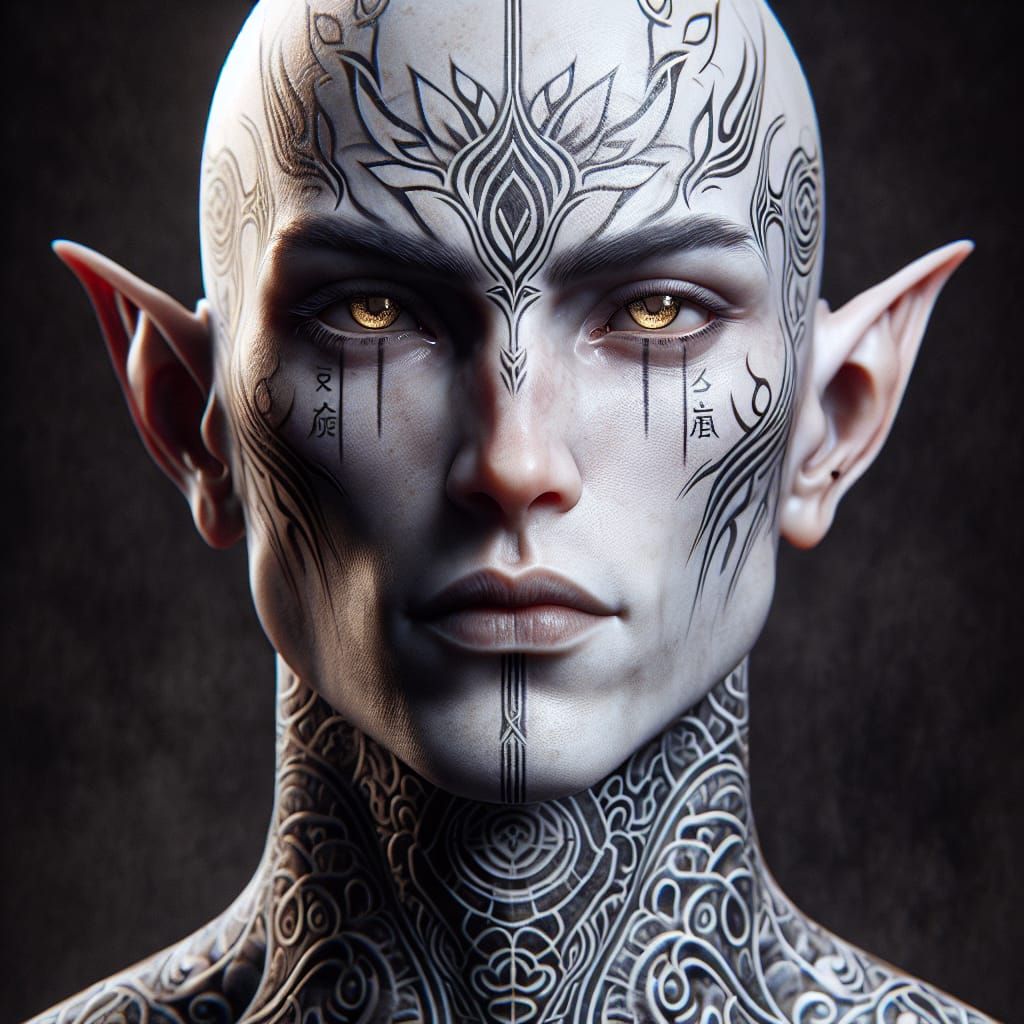 Epic Elf Monk Portrait in Maximalist Digital Art