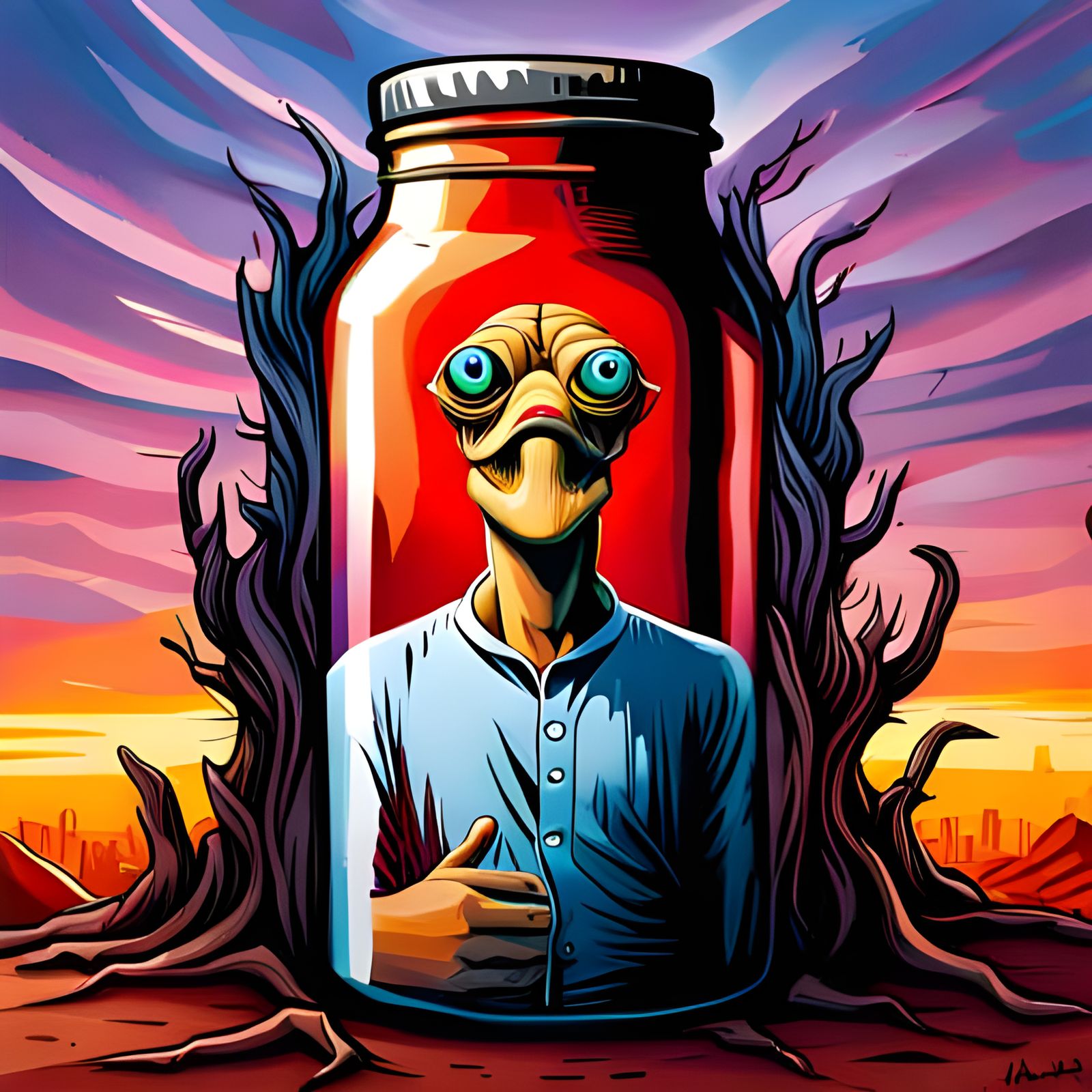 Jar Jar Binks Trapped: Graffiti Street Art