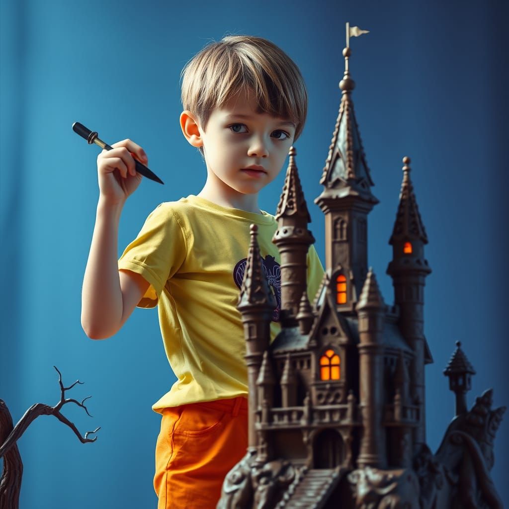 Boy Decorates Chocolate Haunted Castle in Art Nouveau Style