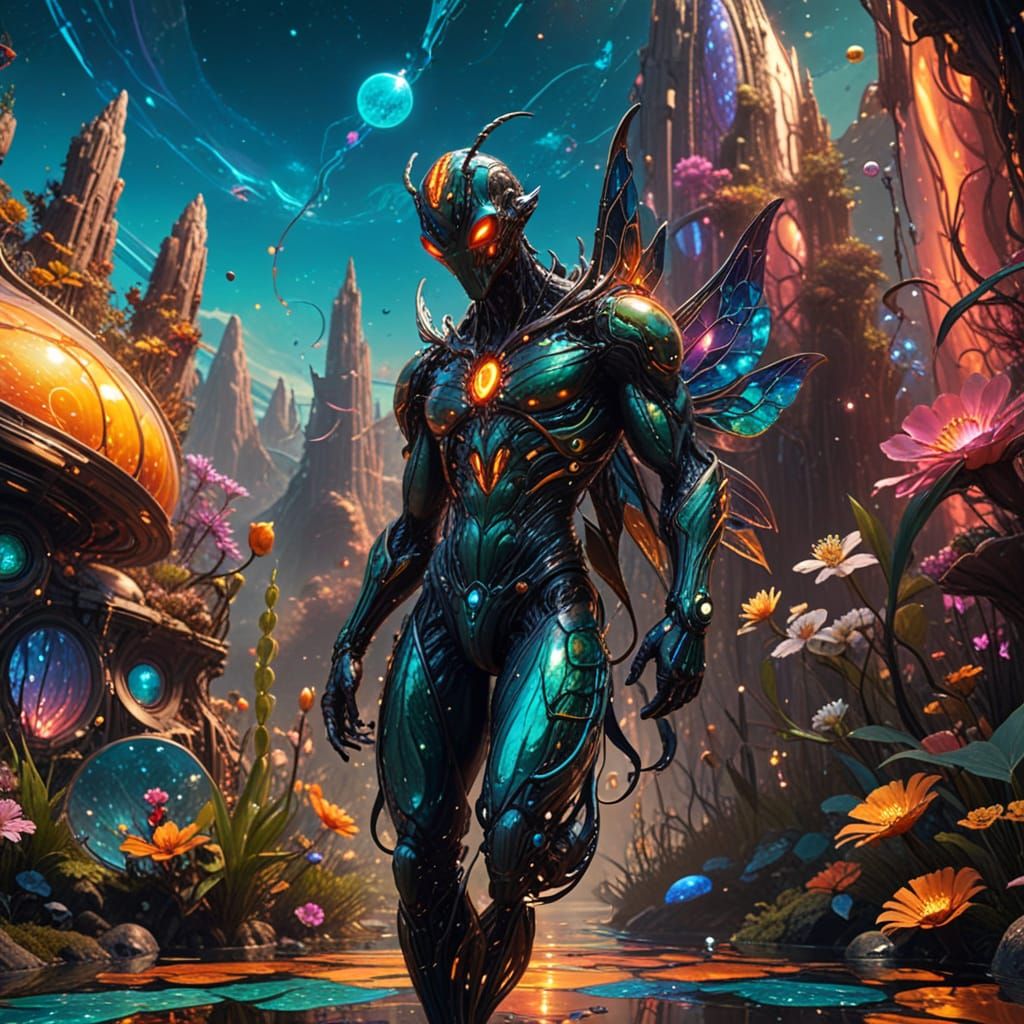 Cyberpunk Space Horror: Bioluminescent Dreams in Darkened Co...