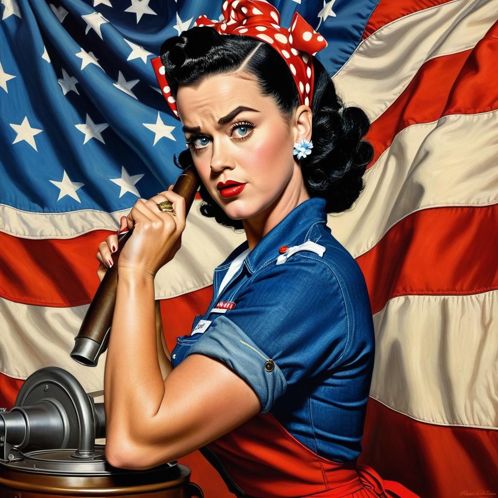 Katy Perry as Rosie Riveter in Rockwell Style
