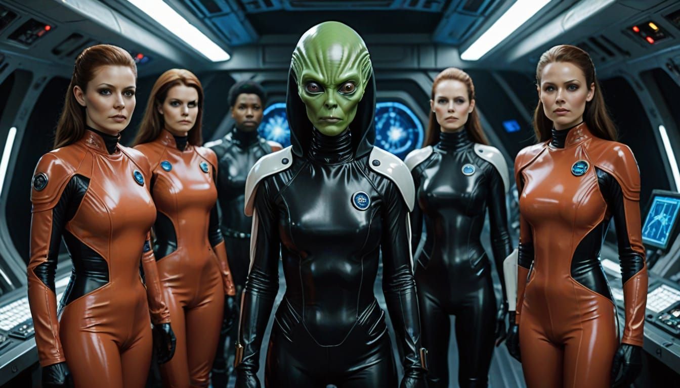 Galactic Space Travelers in Latex Attire Prepare for Wormhol...