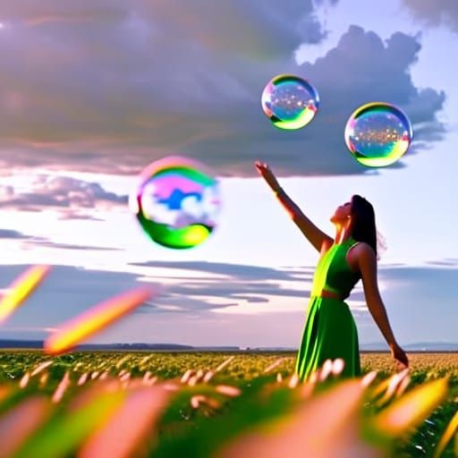 Dreamy Field with Floating Sparkles in 4D