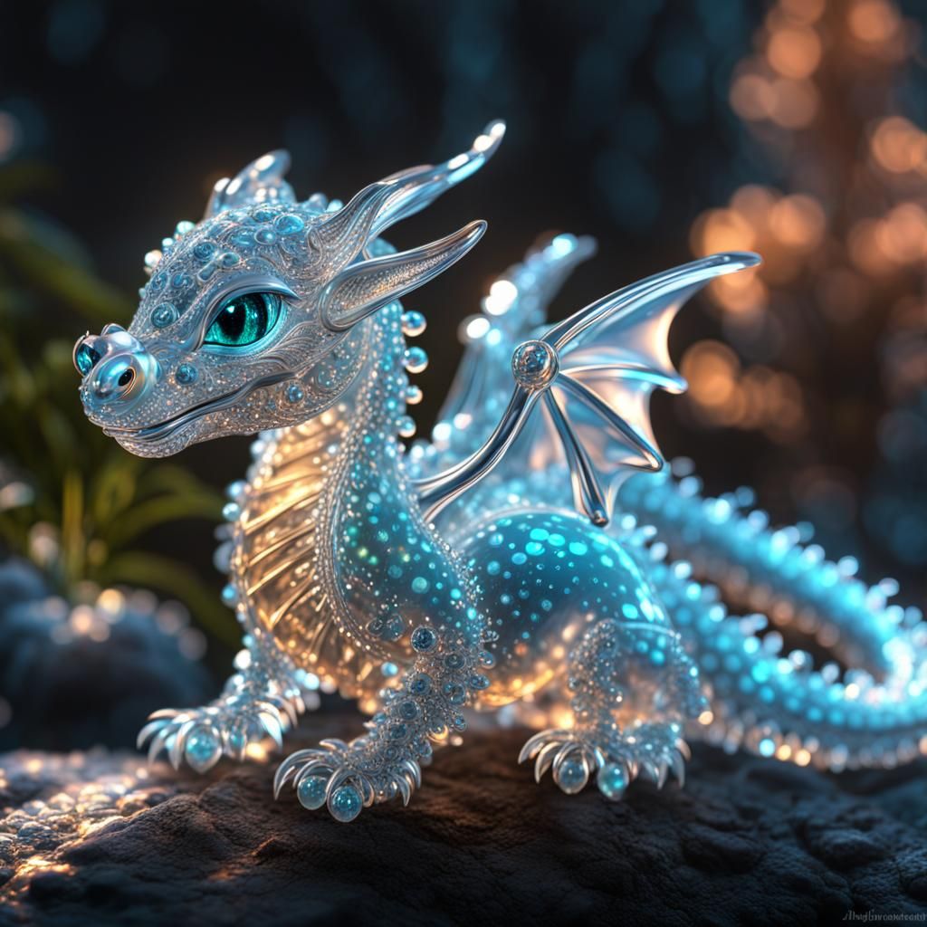 Crystal Dragon Shimmers in Fluorescent Light