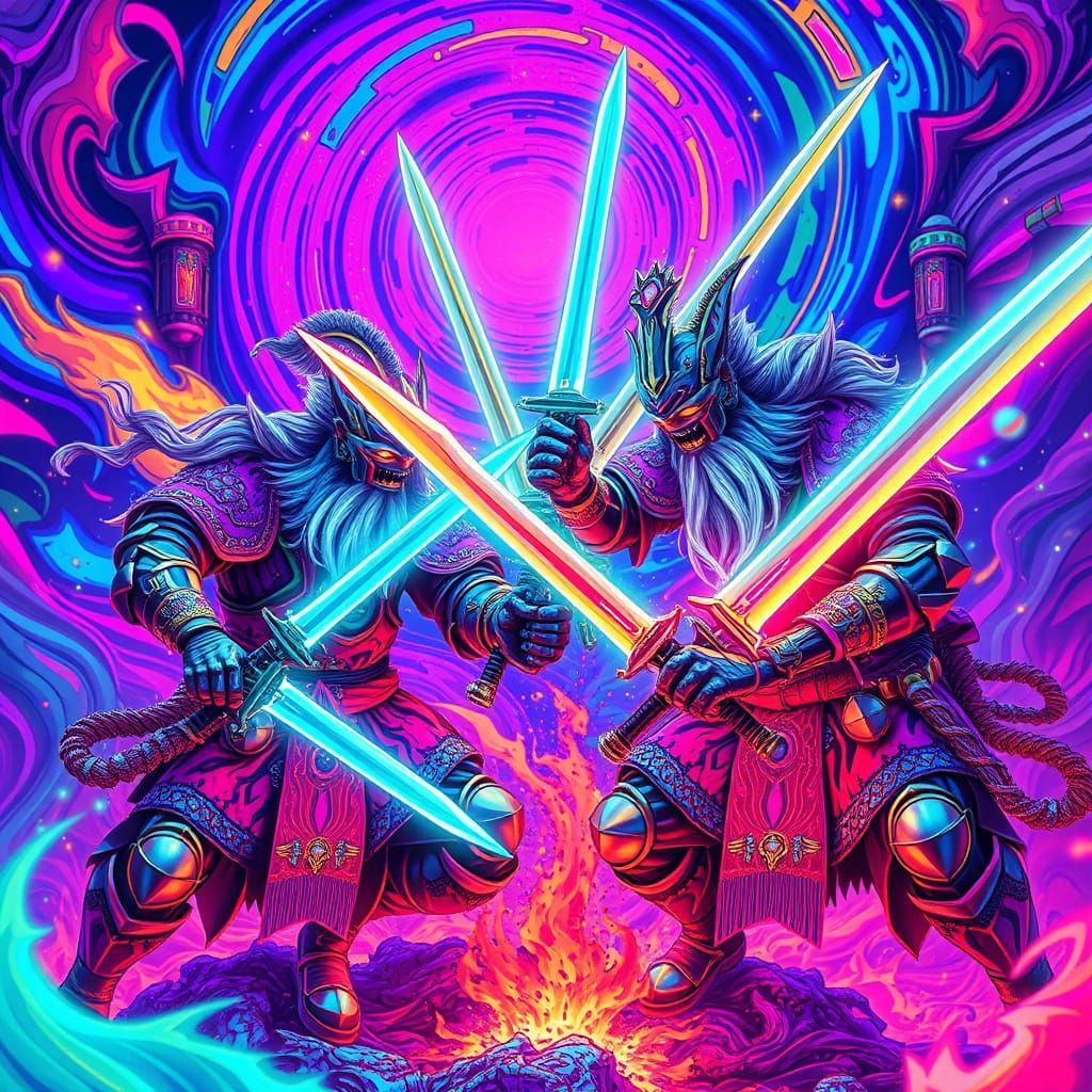 Elderly Psychedelic Warriors Engage in Frenzied Battle