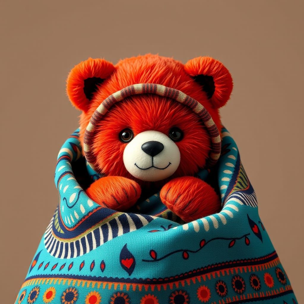 Vibrant Baby Bear in Mi'kmaq-Inspired Design