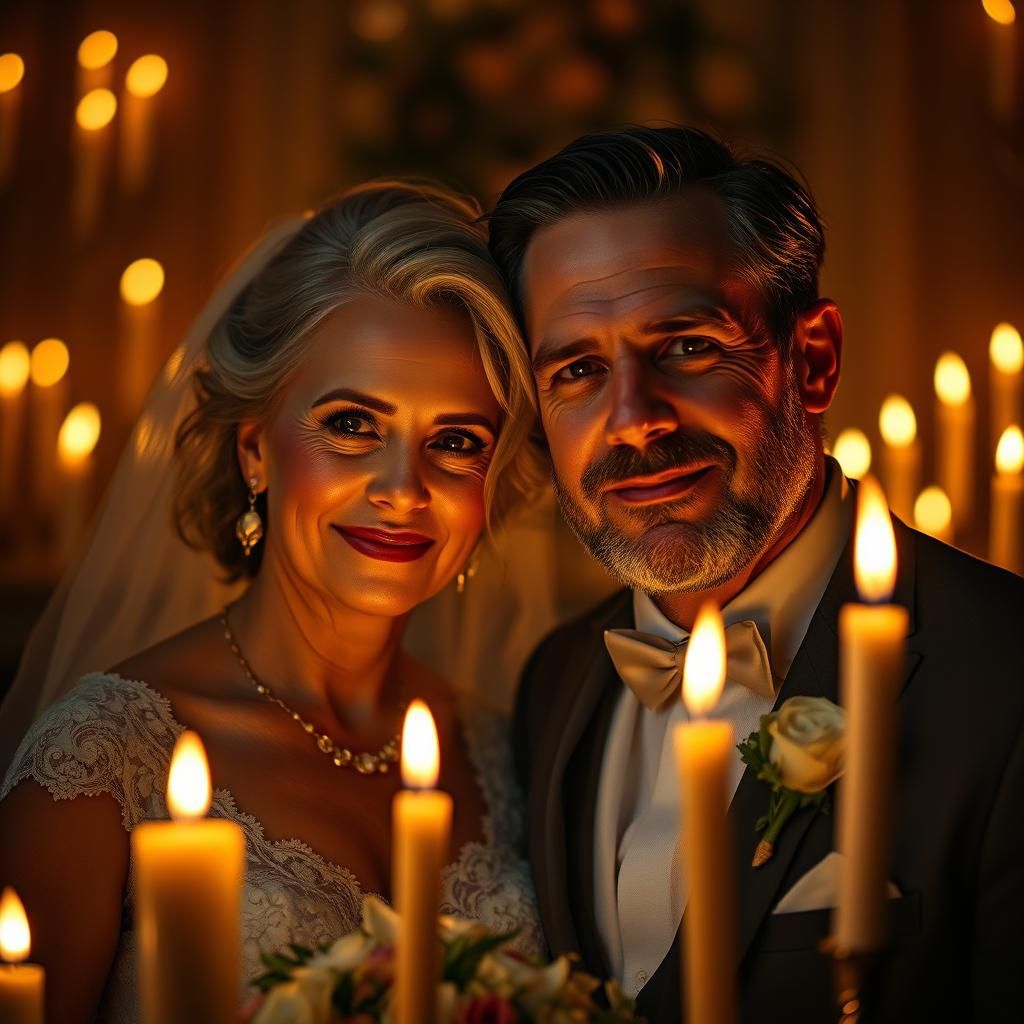 Candlelit Portrait of a Bride and Groom