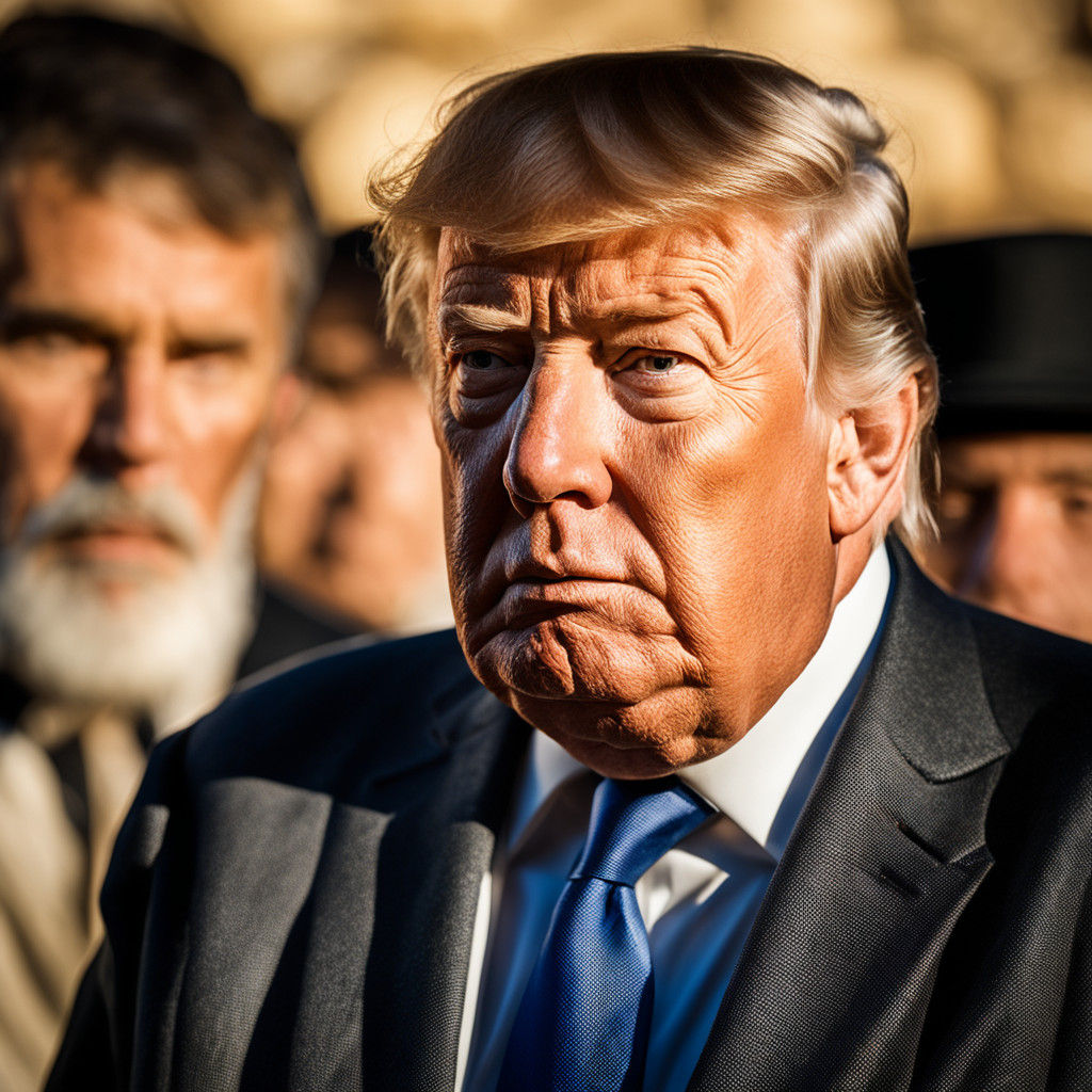 Close-Up Portrait of President Trump in Golden Hour at the W...