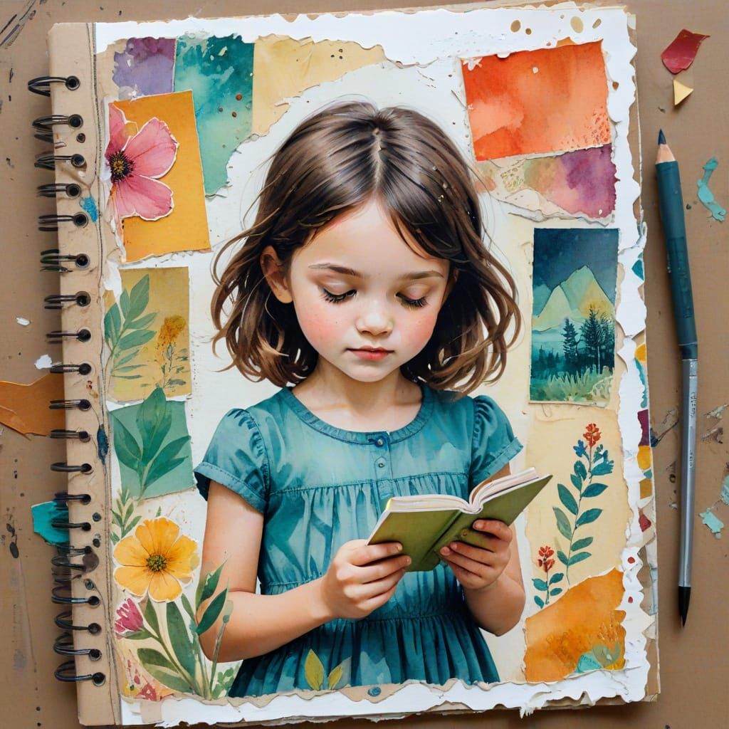 Whimsical Scrapbook Collage with Vintage Edges and Textures