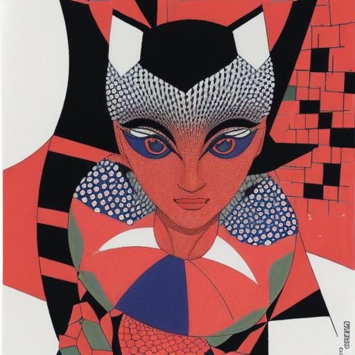 Abstract Cubism with Pointillist and Japanese Elements