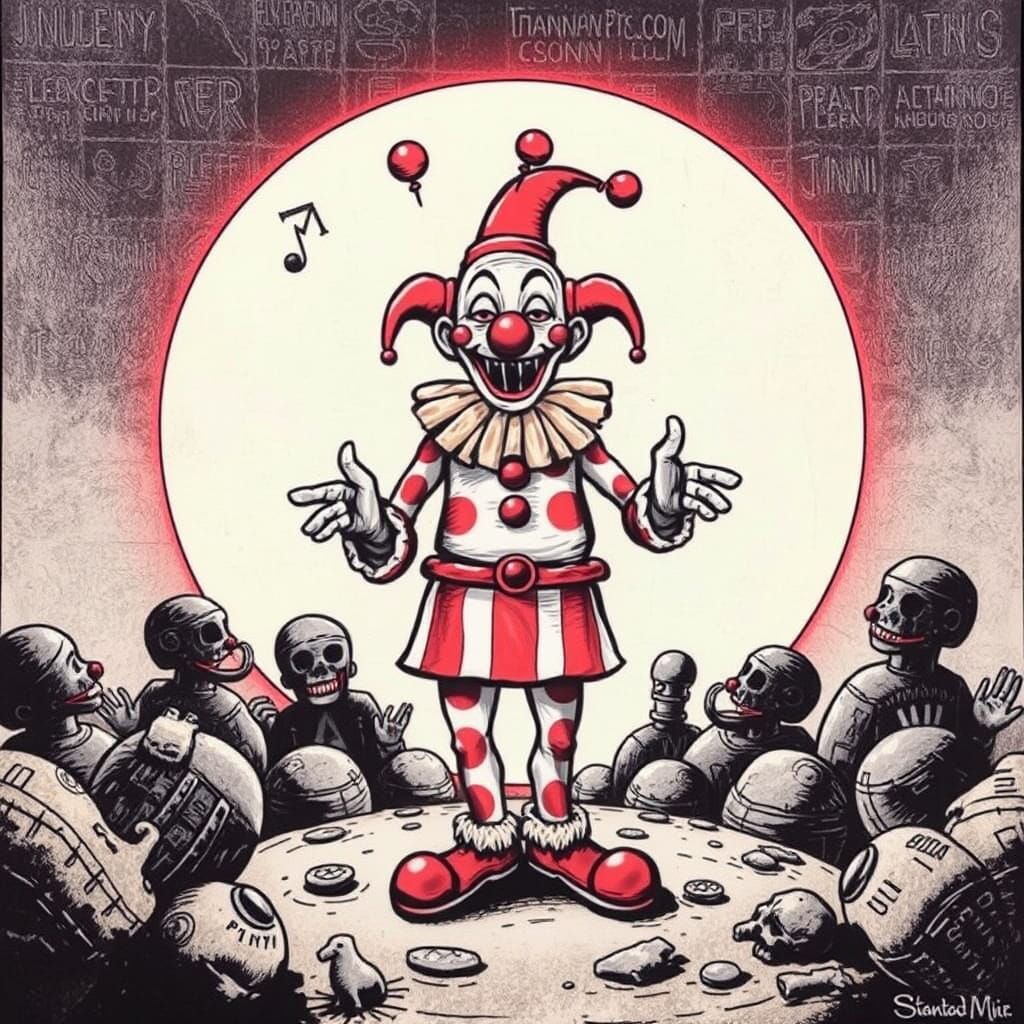 Deadly Clown Hieroglyphs in Junji Ito Style