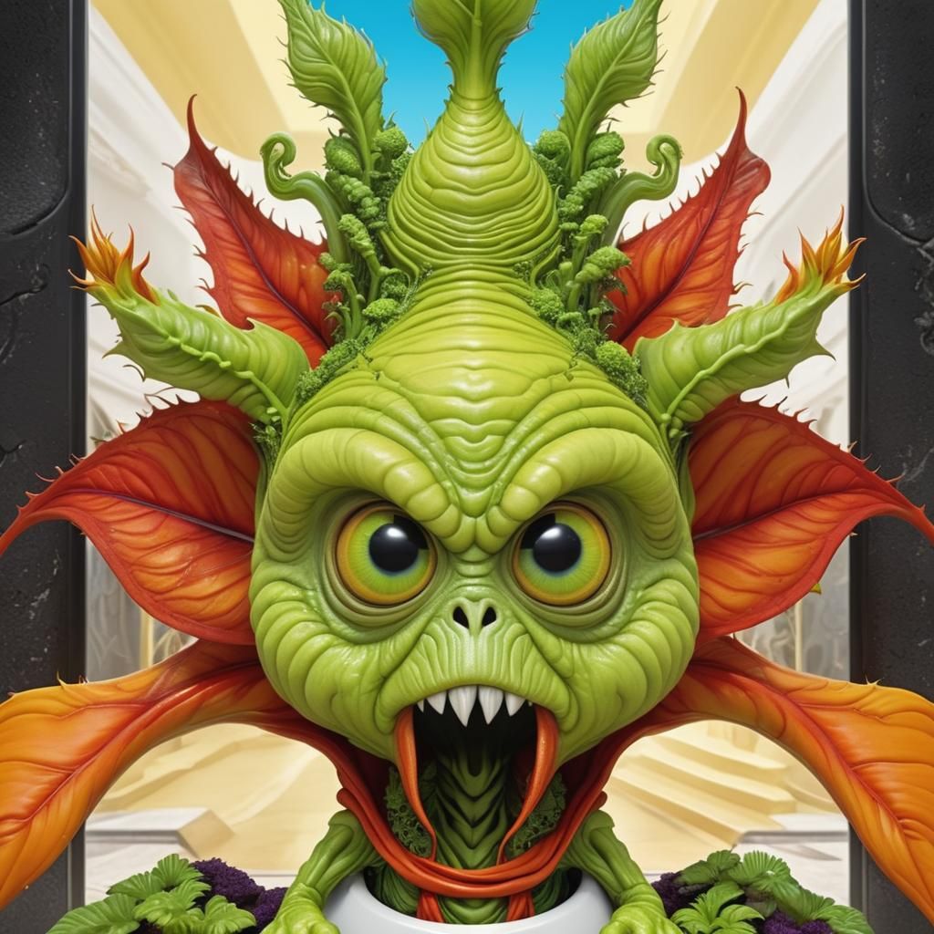 Cute Alien Plant Wizard as Digital Art