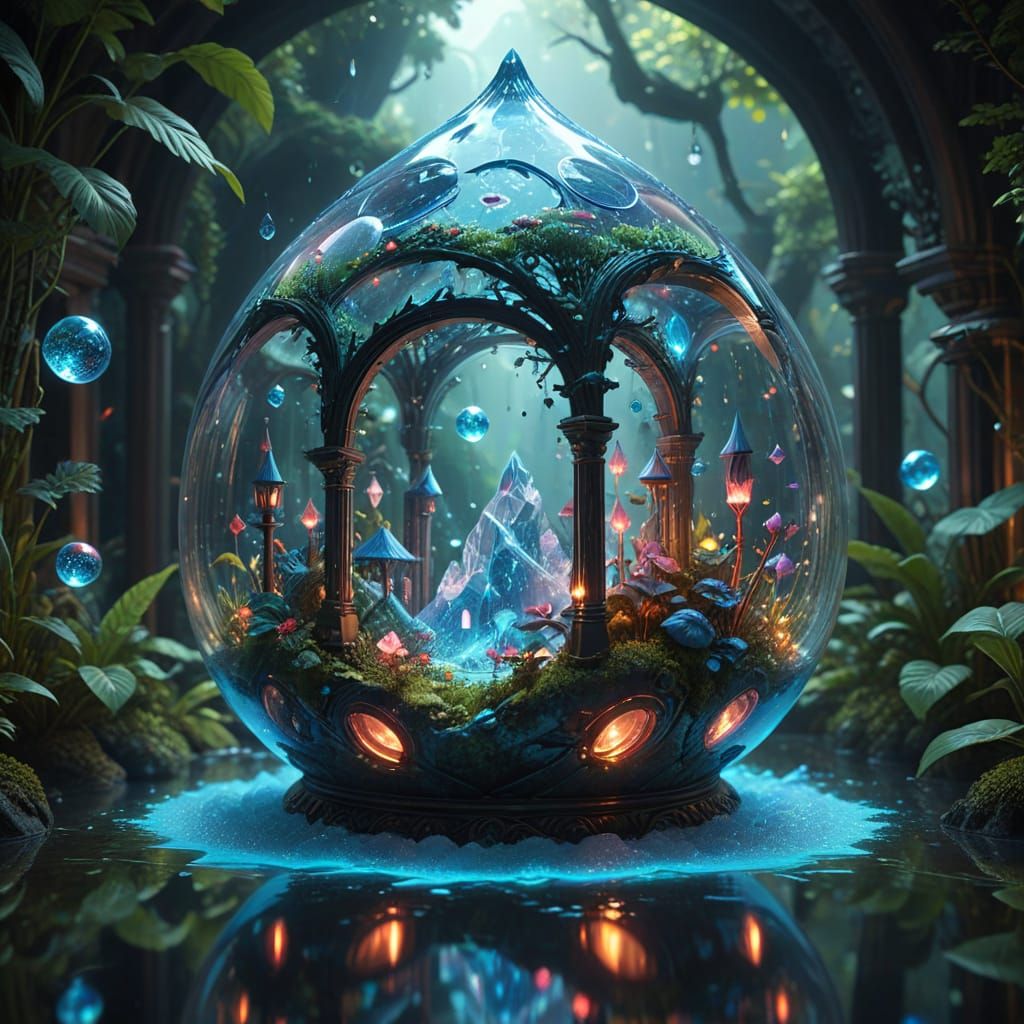 Radiant Crystal Terrarium with Stardust Hourglasses