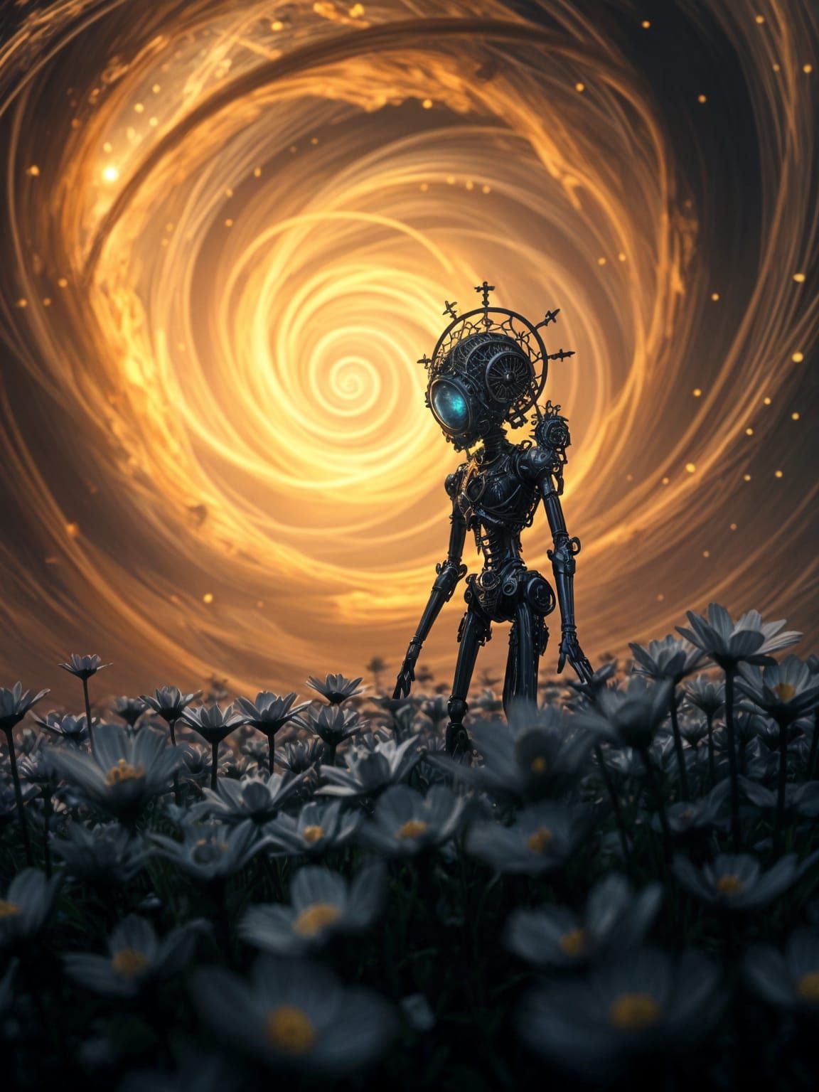 Baroque Automaton Amidst Spectral Flowers