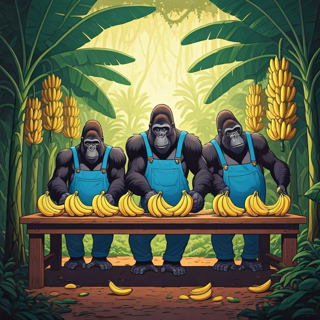 Gorilla Banana Benders in Jungle, Comic Book Art