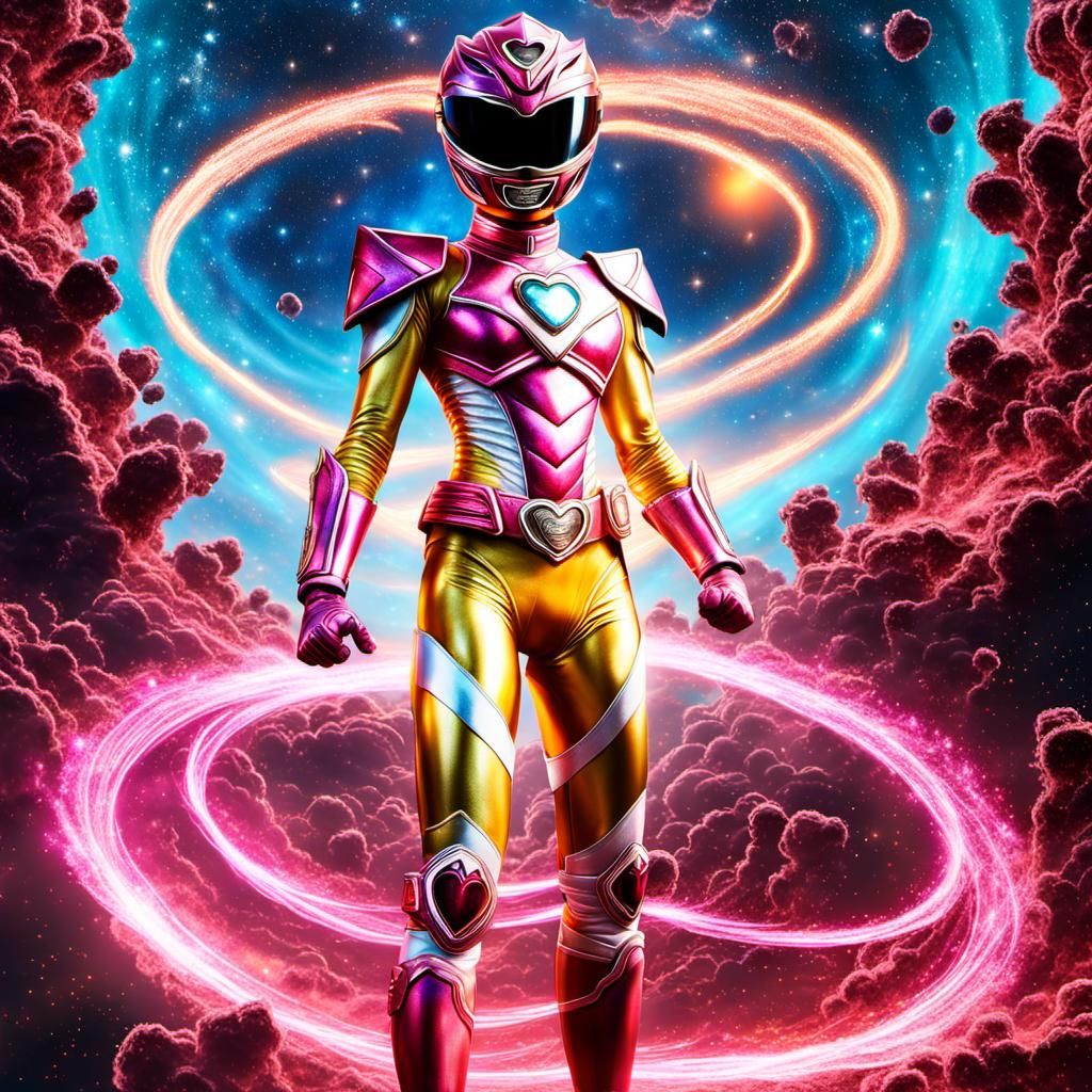 Feminine Power Ranger in Amber Nebula: Charcoal Drawing