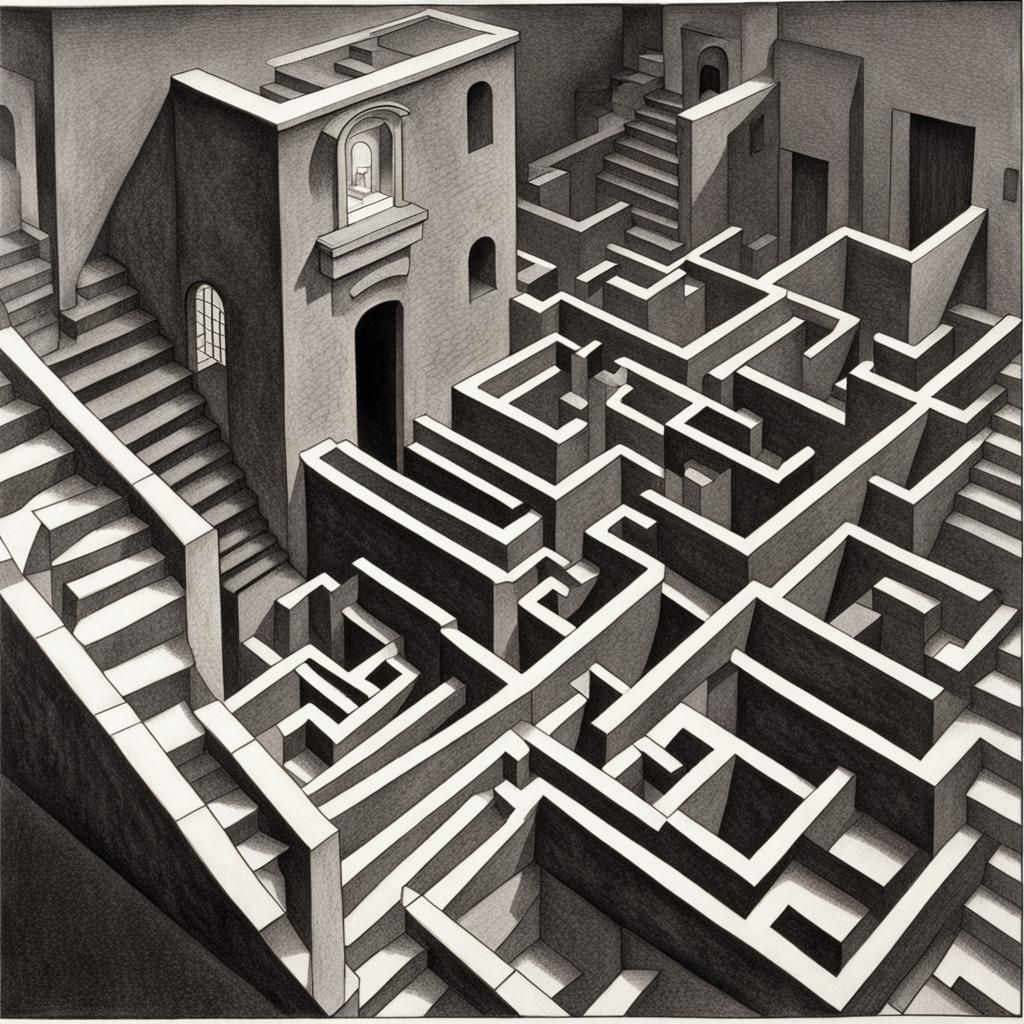 Surreal Staircase Maze After M.C. Escher