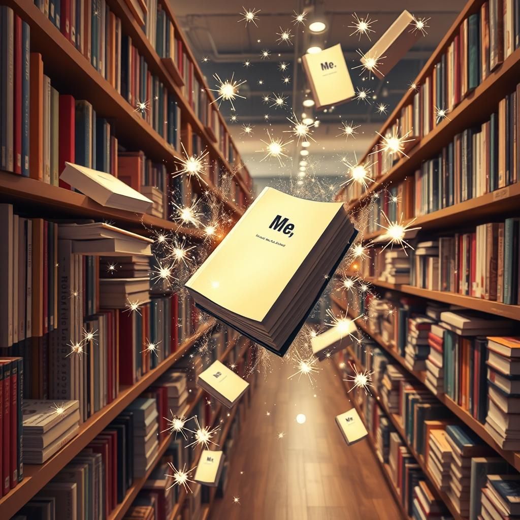 Books Flying Off Shelves with Sparkles