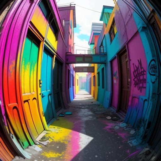 Colorful Graffiti Coffee Mug in Alleyway Street Art