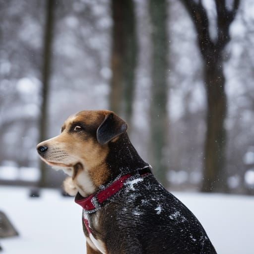 Dog Herding Sheep in Snow: Professional Photography