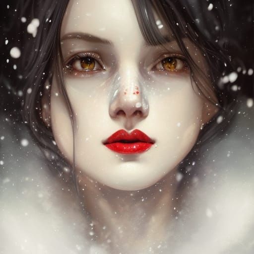 Snow White in Winter Forest: Hyperdetailed Portrait